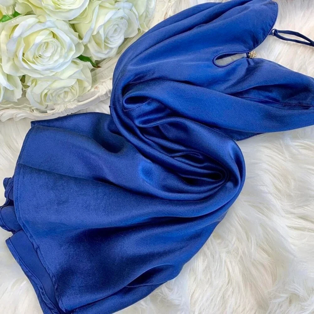 Vintage Pure Silk 1990s Victorias Secret  Royal Blue Slip Dress - Picture 10 of 16